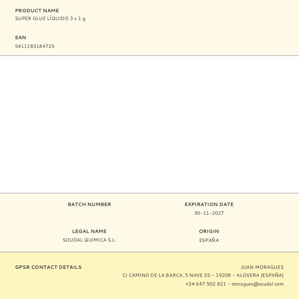 SUPER GLUE LÍQUIDO 3 x 1 g