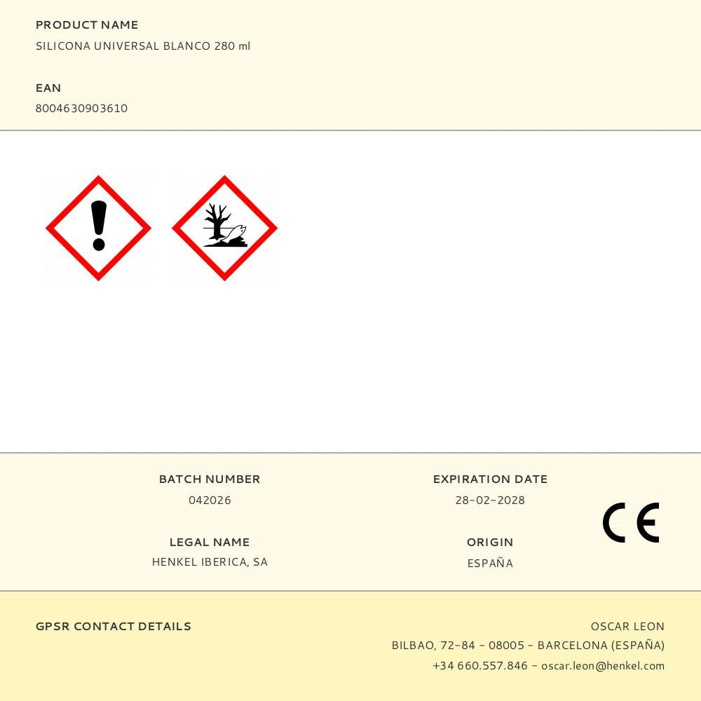 SILICONA UNIVERSAL BLANCO 280 ml