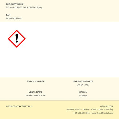 NO MAS CLAVOS PARA CRISTAL 290 g