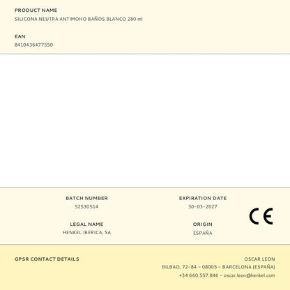 SILICONA NEUTRA ANTIMOHO BAÑOS BLANCO 280 ml