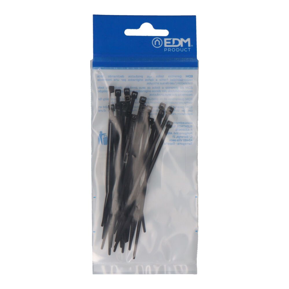 BRIDAS, NYLON, ALTA CALIDAD, NEGRO, 100 x 2,5 mm, BLISTER, 25 uds