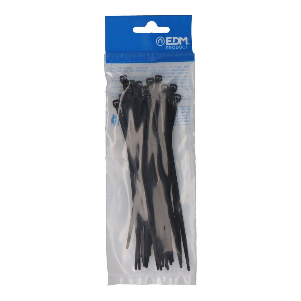 BRIDAS, NYLON, ALTA CALIDAD, NEGRO, 150 x 3,6 mm, BLISTER, 25 uds